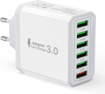 Usb įkroviklis, 6 prievadų įkrovimo adapteris, 33 w adapterio įkrovimo ki&scaron;tukas su qc 3.0 greituoju įkrovikliu, kelių, usb ki&scaron;tuko maitinimo &scaron;altinis, skirtas iphone 14 13 12 11 pro max, ipad, mobiliajam telefonui 12