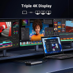 Ugreen Revodok Pro 308 trigubo ekrano dokas, Usb C &scaron;akotuvas 2hdmi Dp (4k @ 60hz maks.), 10gbps 4 x Usb prievadai (2 x Usb A ir 2 x Usb C), Pd 100 W, suderinamas su Zenbook, Matebook ir kt.