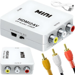 Retoo Hdmi į Rca konverteris, Hdmi video 3rca Cvbs composite, 1080p su Usb įkrovimo laidu, Hdmi female į 3 Rca female, Hdmi į Rca adapteris, skirtas Wii/xbox/n64/tv/dvd/ps3/pc/vcr/pal/ntsc/dvd