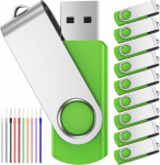 USB laikmena 10 vnt. 16 Gb Usb atmintinės, žalios, sulankstomos, su virvelėmis