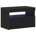 Naktinis staliukas su LED žibintais Juodas ąžuolas 60x35x40 cm Inžinerinė mediena
