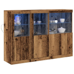 &scaron;oninis staliukas su LED &scaron;viesomis senovinė mediena 142.5x37x100 cm