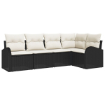 5 dalių sodo sofa su pagalvėmis juodo poli ratanas