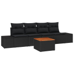 5 dalių sodo sofa su pagalvėlėmis juoda poliratanas akacija