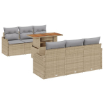 7 dalių sodo sofa rinkinys su pagalvėlėmis, smėlio poli ratanas akacija,2 vietų sodo sofa su pagalvėlėmis, smėlio poli ratanas