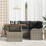 5 dalių sodo sofa rinkinys su pagalvėmis pilka poli ratanas akacijos medis,2 vietų sodo sofa su pagalvėlėmis pilka poli ratanas