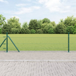 Hexagon Fence Žalias 0.5x10 m Plienas,Tvoros stulpai su pagrindo plok&scaron;tėmis 7 vnt &Oslash;32mm 70cm Cinkuoto plieno