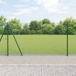 &scaron;e&scaron;iakampio tvora žalia 1,2x100 m plienas,tvoros stulpai su pagrindo plok&scaron;tėmis 13 vnt &Oslash;32mm 68,5cm cinkuotas plienas