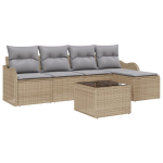 vidaXL Sodo Sofų Rinkinys su pagalve 6 pcs Juoda Poli ratanas