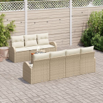 8 dalių sodo sofa rinkinys su pagalvėmis smėlio poli ratanas akacija,2 vietų sodo sofa su saugykla ir pagalvėlėmis smėlio poli ratanas