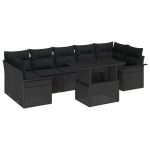 8 dalių sodo sofa su pagalvėlėmis juoda poli ratanas,2 vietų sodo sofa su sandėliu ir pagalvėlėmis juoda poli ratanas