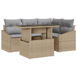 5 dalių sodo sofa rinkinys su pagalvėmis smėlio spalvos poli ratanas