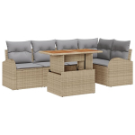 6 dalių sodo sofa rinkinys su pagalvėmis Smėlio Poli ratanas,2 vietų sodo sofa su sandėliu & pagalvėmis Smėlio Poli ratanas