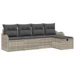 5 dalių sodo sofa su pagalvėmis &Scaron;viesiai pilka Poli ratanas,2-vietė sodo sofa su pagalvėmis &Scaron;viesiai pilka Poli ratanas
