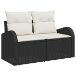 7 dalių sodo sofa su pagalvėlėmis Juoda Poli Ratanas