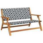Lauko suolas Juodas ir baltas 122x76x73.5 cm Tvirto akacijos medžio