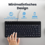 Perixx 10761 Periboard-409 H, mini klaviatūra su 2 x Usb &scaron;akotuvais, 1,80 m kabelis su Usb jungtimi, pianino lakas, Qwertz De i&scaron;dėstymas, juoda