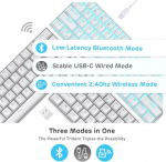 Rk Royal Kludge Rk61-us 2.4 Ghz belaidė/bluetooth/laidinis 60% mechaninė klaviatūra, 61 klavi&scaron;ų kompakti&scaron;ka klaviatūra, greitai keičiama mėlyna jungiklių žaidimų klaviatūra su programine įranga, skirta windows/mac/android