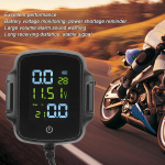 Motociklo tpms, padangų slėgio kontrolės sistema su 2 i&scaron;oriniais davikliais, motorolerio padangų signalizacijos daviklis tmps motociklui, didelis tikslumas, qc 3.0 greito įkrovimo i&scaron;vestis