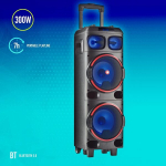 Ngs wild dub 1 - 300w bluetooth ne&scaron;iojama kolonėlė, suderinama su true wireless stereo technologija, dvigubas žemų dažnių garsiakalbis 8 colių + dvigubas auk&scaron;tų dažnių garsiakalbis 3 colių (micro sd/usb/aux in/), ratukai, spalva: juoda
