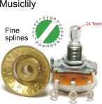 Musiclily Pro Imperial colių strat stiliaus gitaros rankenėlės 1 garso 2 tono valdymo rankenėlių rinkinys, skirtas usa fender stratocaster elektrinei gitarai, balta