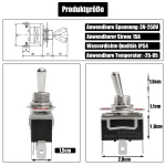 Powice 6 jungiklių paketas, 12 V/15 A, mini valties 3 kontaktų 3 padėčių jungiklis 12 V, 12 V/230 V jungiklis, tinkamas montuoti namuose, automobiliuose ir elektriniuose prietaisuose, juodas