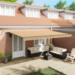 Automatinė i&scaron;traukiama markizė su LED daugiaspalvėmis dryželiais 500x300 cm