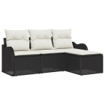 4 dalių sodo sofa rinkinys su pagalvėmis juodo poli ratanas,2 vietų sodo sofa su pagalvėmis juodo poli ratanas