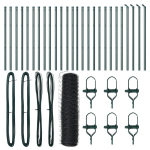 &Scaron;e&scaron;iakampė Tvora Pilka 0.4x50 m Plienas,Tvoros Stulpeliai 13 vnt. Žalia &Oslash;32 mm 80 cm Cinkuotas Plienas