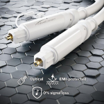 Kabeldirekt optinis audio kabelis, baltas, 3 m, &scaron;viesolaidinis kabelis soundbar'ui su apsauginiu dangteliu (toslink į Toslink, skaitmeninis S/pdif kabelis, Hifi/stiprintuvas, namų kinas, Xbox One/ps4)