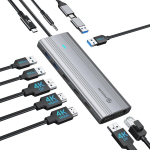 Phixero Displaylink dokas 10 viename Usb C doko stotis 2 monitoriams 4k @ 60hz, skirta Mac M1/m2, Windows, su 2 viename Usb kabeliu, 2 Hdmi ir 2 Displayport, 100w Pd, 3 Usb 3.2 [10 Gbps], Ethernet, Audio