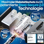 Nextcover&reg; Foldone sulankstoma dviračio spyna &ndash; originali &ndash; su Steelsecure technologija ir 3 raktais i tvirta dviračio spyna, sulankstoma spyna, auk&scaron;tas saugumas su laikikliu, 100 cm