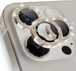 Imluckies skirtas iphone 15 pro - iphone 15 pro max kameros apsauga, blizgus aliuminio lydinys ir 9h grūdintas stiklas hd skaidri objektyvo apsauginė plėvelė, glitter gold