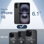 Jetech itin plonas dėklas, skirtas iphone 16 6,1 colio, pilna kameros apsauga, lengvas matinis pp kietas minimalistinis dėklas (juodas)
