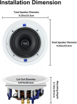 Herdio 6.5 colių bluetooth lubinis garsiakalbis, 160 vatų suderinamas įmontuotas garsiakalbis, įleidžiamas montavimas, skirtas namams, vonios kambariui, virtuvei, biurui su viso diapazono garsu