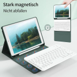 Kvtvou Klaviatūros dėklas, skirtas Ipad 9th/8th/7th kartos 10.2 colių plan&scaron;etiniams kompiuteriams, belaidis Bluetooth ry&scaron;ys, įkraunama nuimama Owertz klaviatūra, integruotas ra&scaron;iklio laikiklis, tamsiai žalia