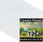 Exerz drobės panelė/pie&scaron;imo kortelė 30 x 40 cm, 12 vnt. rinkinys, 3 mm storio, 100% medvilnė, 280 g/m&sup2;, trigubas gruntas, be rūg&scaron;čių, vidutinio grūdėtumo, aliejiniams ir akriliniams dažams