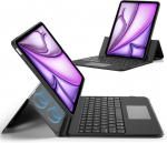 Esr klaviatūros dėklas, skirtas ipad air 13 colių (m3/m2, 2025/2024) su jutikliniu kilimėliu, magnetinė nuimama klaviatūra su ap&scaron;viestais klavi&scaron;ais, portretinis/kra&scaron;tovaizdžio režimas, juodas