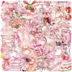 Apareal Estetinių rožinių lipdukų rinkinys, 50 vienetų Kawaii anime lipdukų ne&scaron;iojamam kompiuteriui, scrapbooking'ui, žurnalui, Kindle, riedlentei, sąsiuviniui, gitarai, lagaminui, dviračiui, vandeniui atsparūs, skaidrūs Pet lipdukai