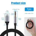 Wonvify 1.5m iphone aux kabelis audio ausinių adapteris lightning į 3.5mm jack stereo pintas suderinamas su iphone 14/14 pro/13/13 pro/12/11/x/xs (juodas)