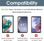 Procase dėklas, skirtas Samsung Galaxy Tab A9+ / A9 Plus 11 colių 2023 (sm-x210), trigubos apsaugos dėklas, skirtas 11 colių Galaxy Tab A9+/a9 Plus, plonas lengvas i&scaron;manusis vir&scaron;elis su permatomu matiniu galiniu dėklu - raudonas