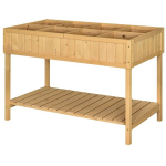Pakopinė pakelta medinė lysvė su 8 skyriais ir lentyna 110x46x76 cm natūrali, Natūrali mediena