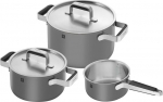 Zwilling Pure puodų ir keptuvių rinkinys, 3 vnt., pilkas