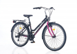 Miesto dviratis 26" Corelli TopVelo Shiwers V-brake 21 pavaros, rėmas-16", rožinė/juoda/mėlyna/balta