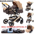 BAZARLAND30. 3 in 1 Kūdikio Vežimėlis Susijungęs Automobilio Sėdynė Lova Trio Apverčiamas Reguliuojamas Auk&scaron;tos Kokybės Nepripučiamieji Ratukai.