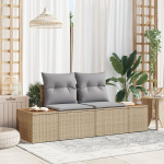 2-vietė sofa sodui su pagalvėlėmis smėlio spalvos poli ratanas