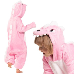Vaiki&scaron;ka Pižama Kigurumi Kombinezonas Dinozauro Kostiumas Rožinis 125-135 Cm