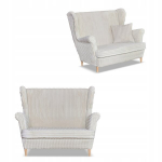 Rene Estella wingback sofa smėlio spalvos Skandinavijos Family Furniture smėlio spalvos velvetas