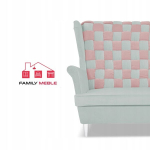 CAROL DUO sofa su sparnu, skandinavi&scaron;ka Family Meble, pilka ir rožinė