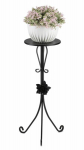 Juodas metalinis gėlių stovas su rože, 75 cm